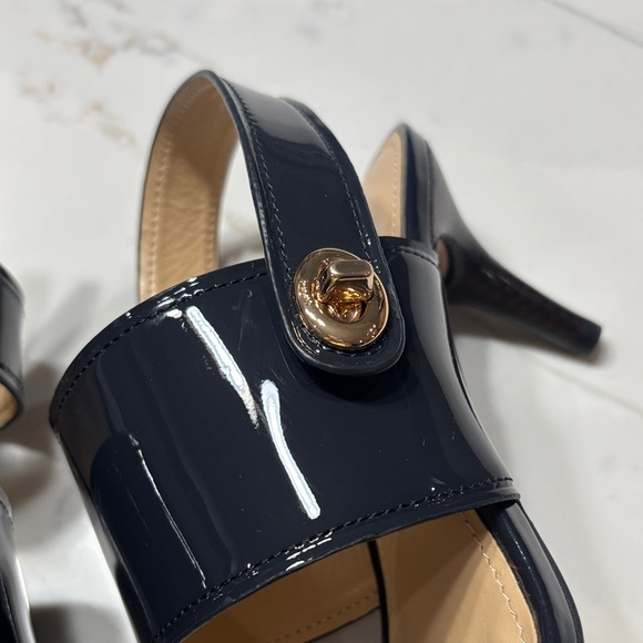 Coach Glossy Dark Blue/navy Heels with Gold Accent - Picture 11 of 16